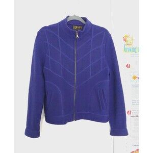 Vintage South Wool Women's Blue Cardigan Medium Boiled Wool Full Zipped